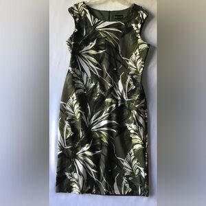 Green Leaf Print Midi Dress